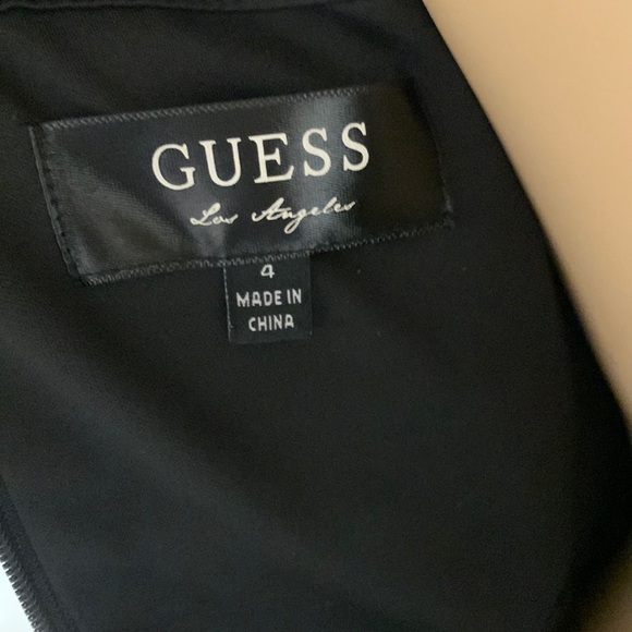 Guess Corset Sleeveless Black Sheer Dot Neck Satin Skater Dress Size 4 - Picture 7 of 11